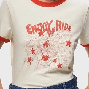 NWT ReDone Enjoy the Ride t shirt size xs retail $150 ivory color